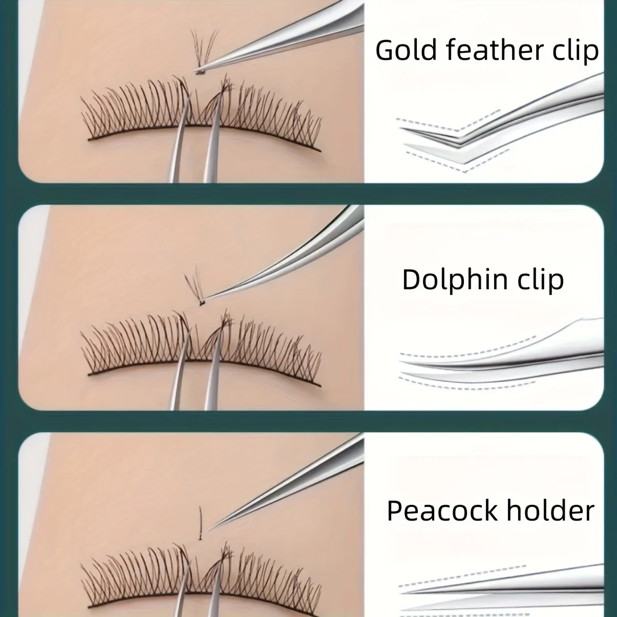 ملاقط رموش عالية الدقة من الفولاذ المقاوم للصدأ مع ريش ذهبي أداة مكياج احترافية لهدايا الشعر الاصطناعية #1