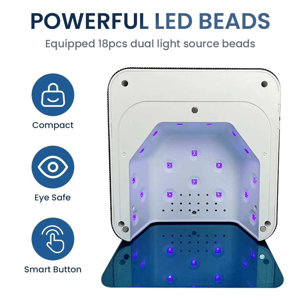 Nail Art Salon Home Kit 18pcs Beads Four Level Timing Modes Rechargeable Cordless UV LED Nail Lamp Professional Manufacturer