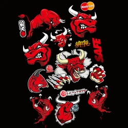 Angry Bull Reflective Motorcycle Sticker Personality Funny Motorcross Helmet Body Decals