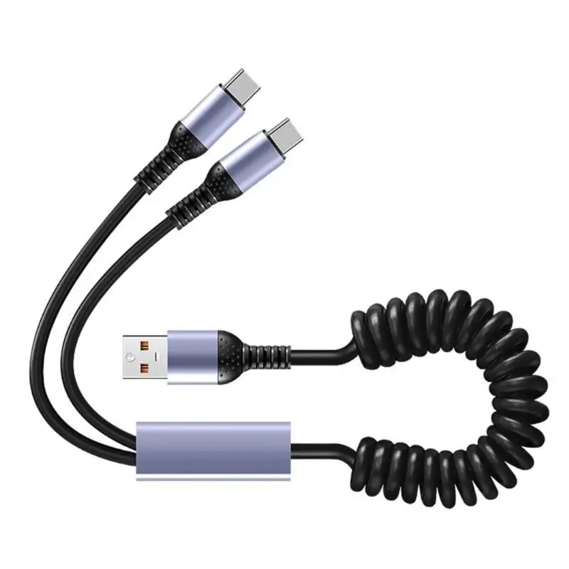 31BA MultiDevice Compatible Type C Spring Charging Cable, USB C to USB Cable for Data Syncing for Power Supply Accessory