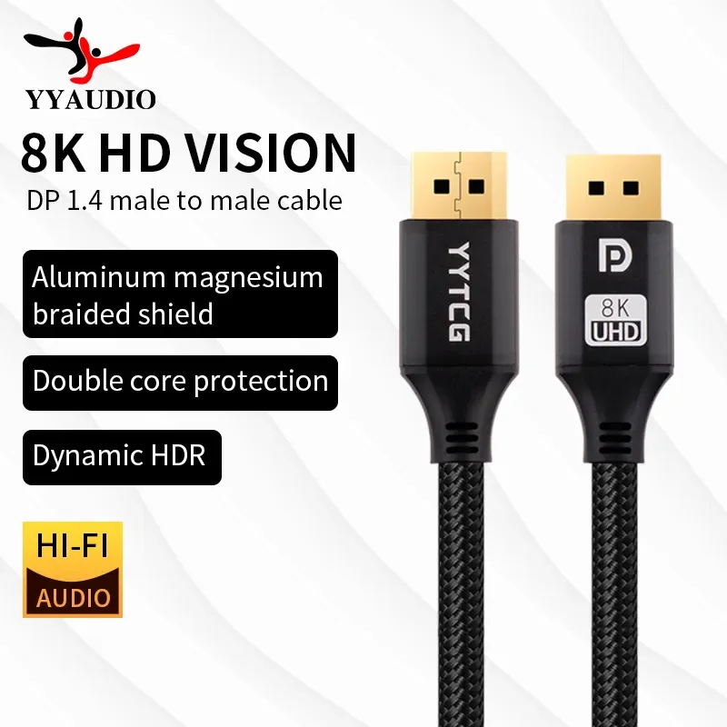 YYAUDIO 8K HDMI Cable USB C to Display Port Cable 8K DP Type C High Speed Certified Cable For MacBook Pro Samsung S21 Huawei