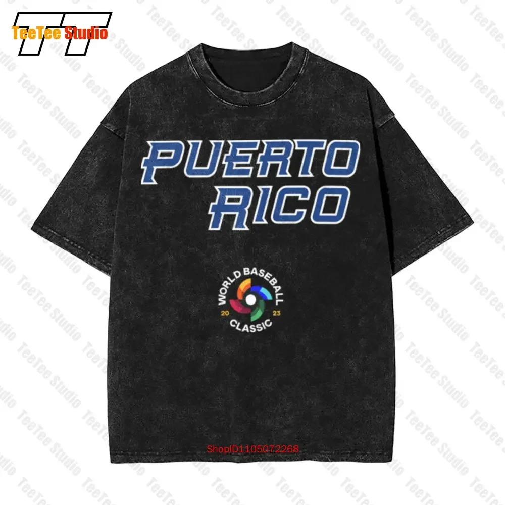 Vintage Oversized T-Shirt De Baseball Porto Rico Wbc World Rouge Classique 2023 KMYB