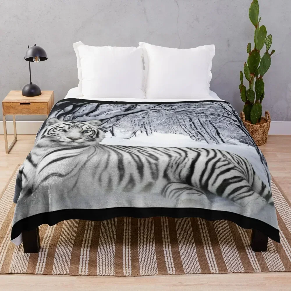 Snow Tiger - Beast Throw Blanket Soft Solid Color Blanket for Couch Bed