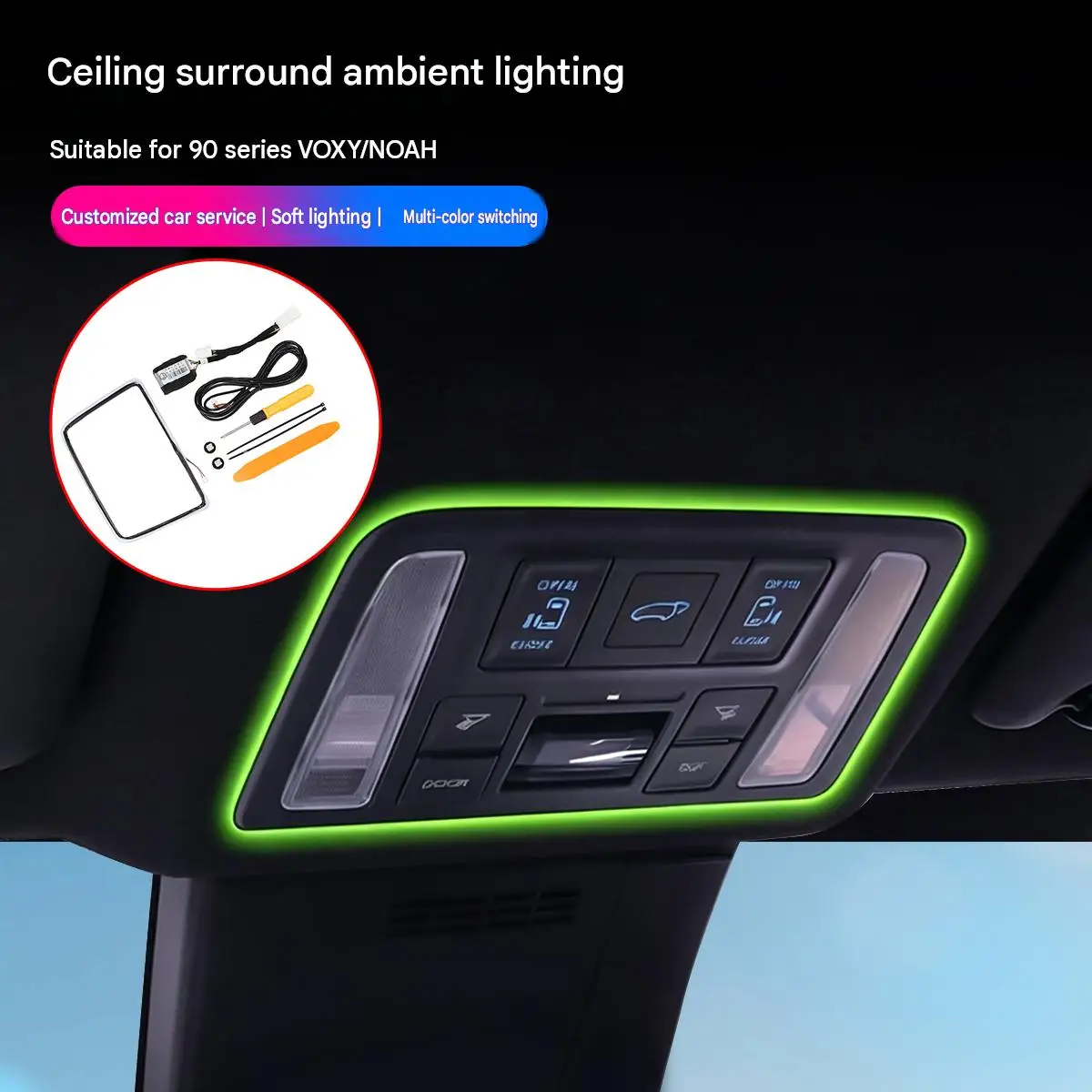 car-roof-console-ambient-light-for-toyota-voxy-noah-90-series-multicolor-led-surround-trim-no-wire-cutting-interior-accessories