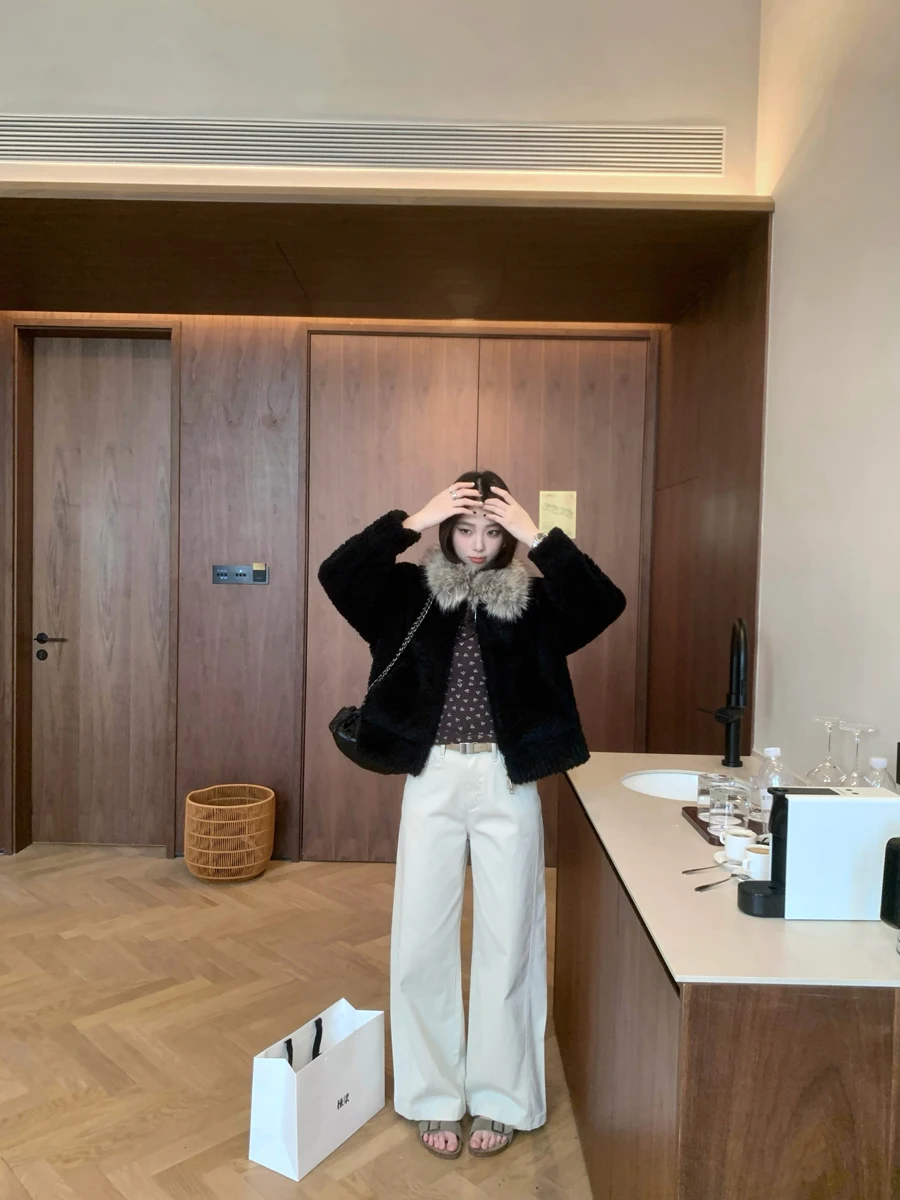 

High Waist Wide Leg Straight Cut Jeans Women's Spring 2026 New Loose Casual Trousers All Match Chiffon Color Denim Pants