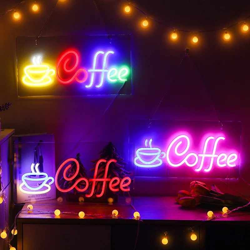 

Coffee Neon Sign for Wall Deco Adjustable Brightness Coffee Light Up Sign for Cafe Kitchen Restaurant Store Window Decorations