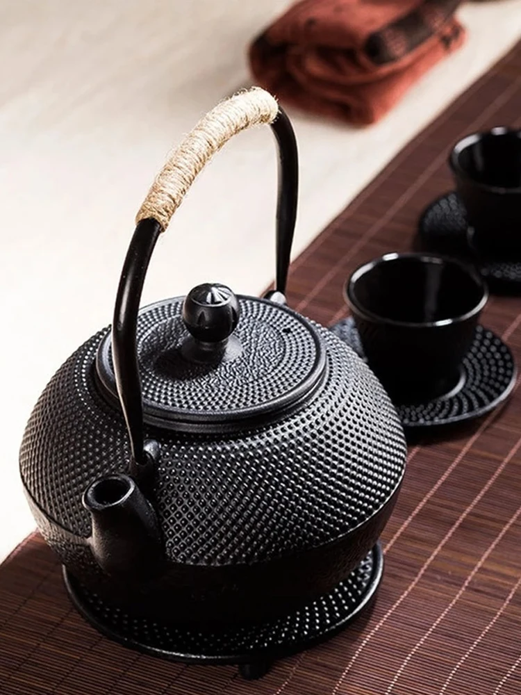 300/1200ml Black Japanese Cast Iron Teapot Iron Kettle Tetsubin Teapot Comes with Strainer Flower Tea Set Decoration Ornament