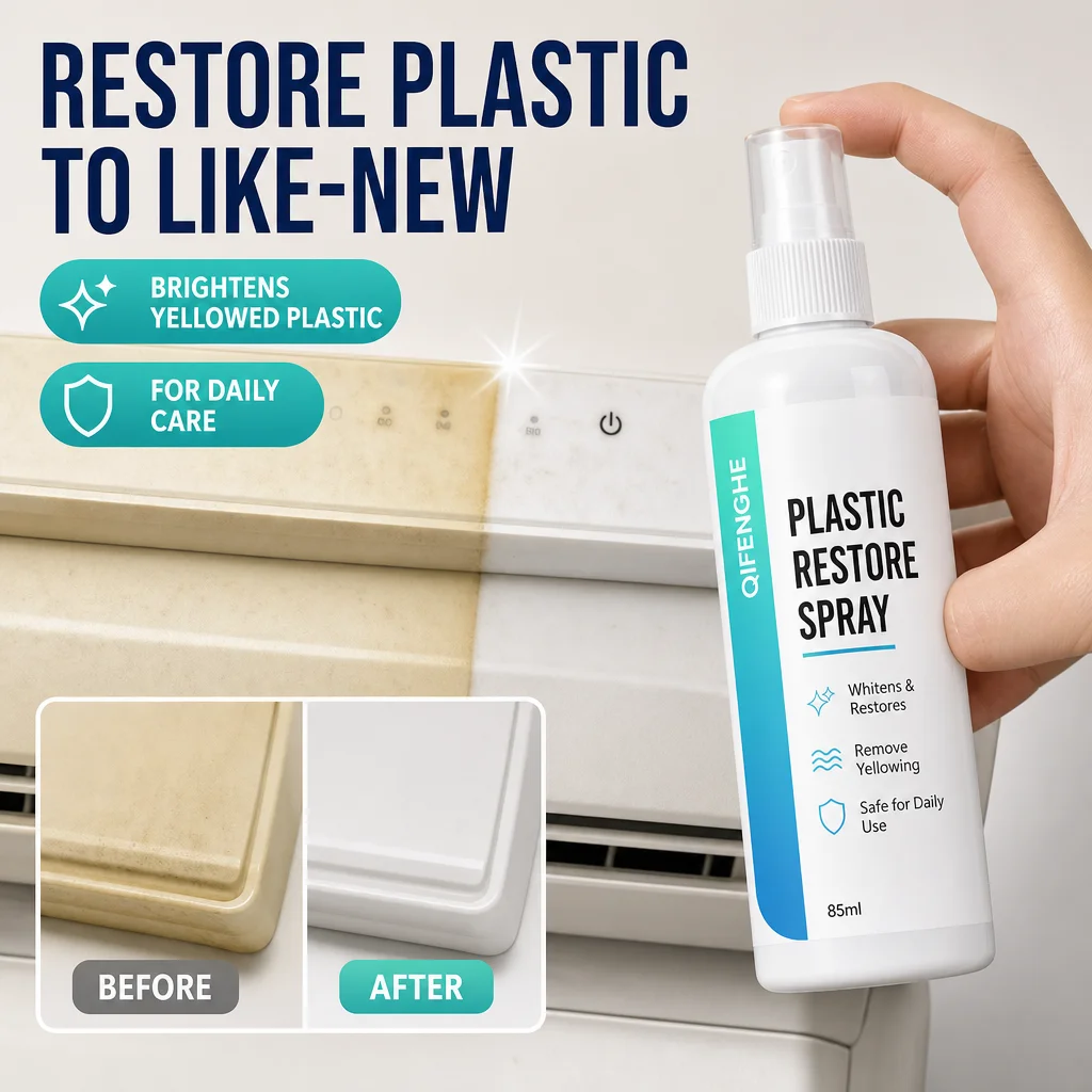 Plastic Restorer Spray 80ml Yellowing Remover for Home Appliance Panels Restores Faded Oxidized Plastic Shine