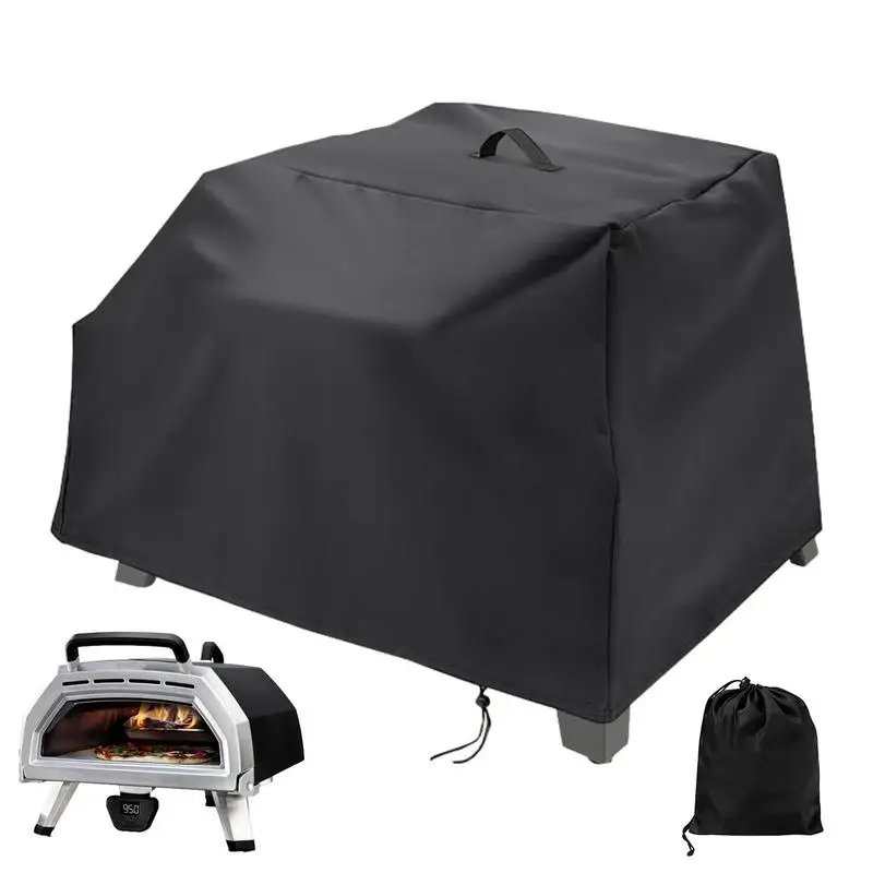 Waterproof Pizza Oven Cover Dustproof Outdoor Protective Pizza Oven Cover Black Windproof Camping Accessories For BBQ Camping RV