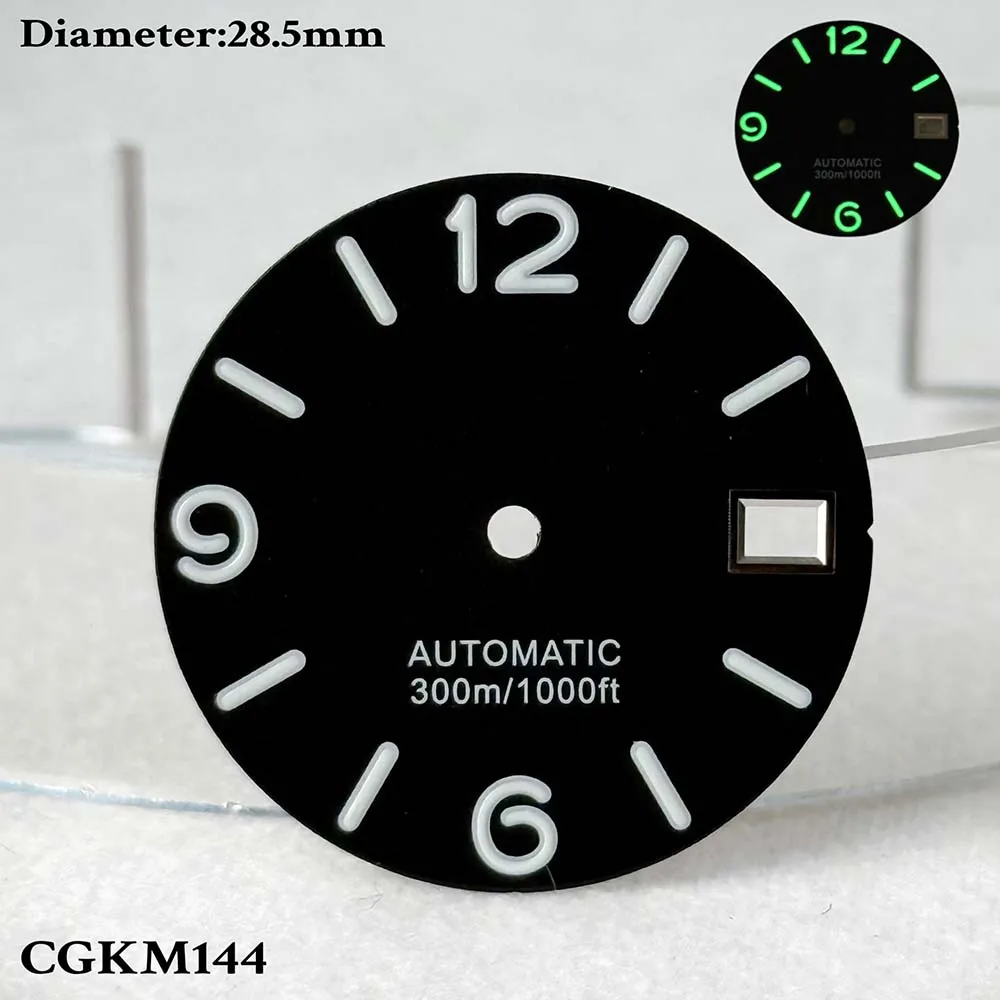 28,5 mm retro digitale groene lichtgevende enkele kalender zonder logo wijzerplaat NHdial35 wijzerplaat uurwerk horlogemodule op maat gemaakte accessoires