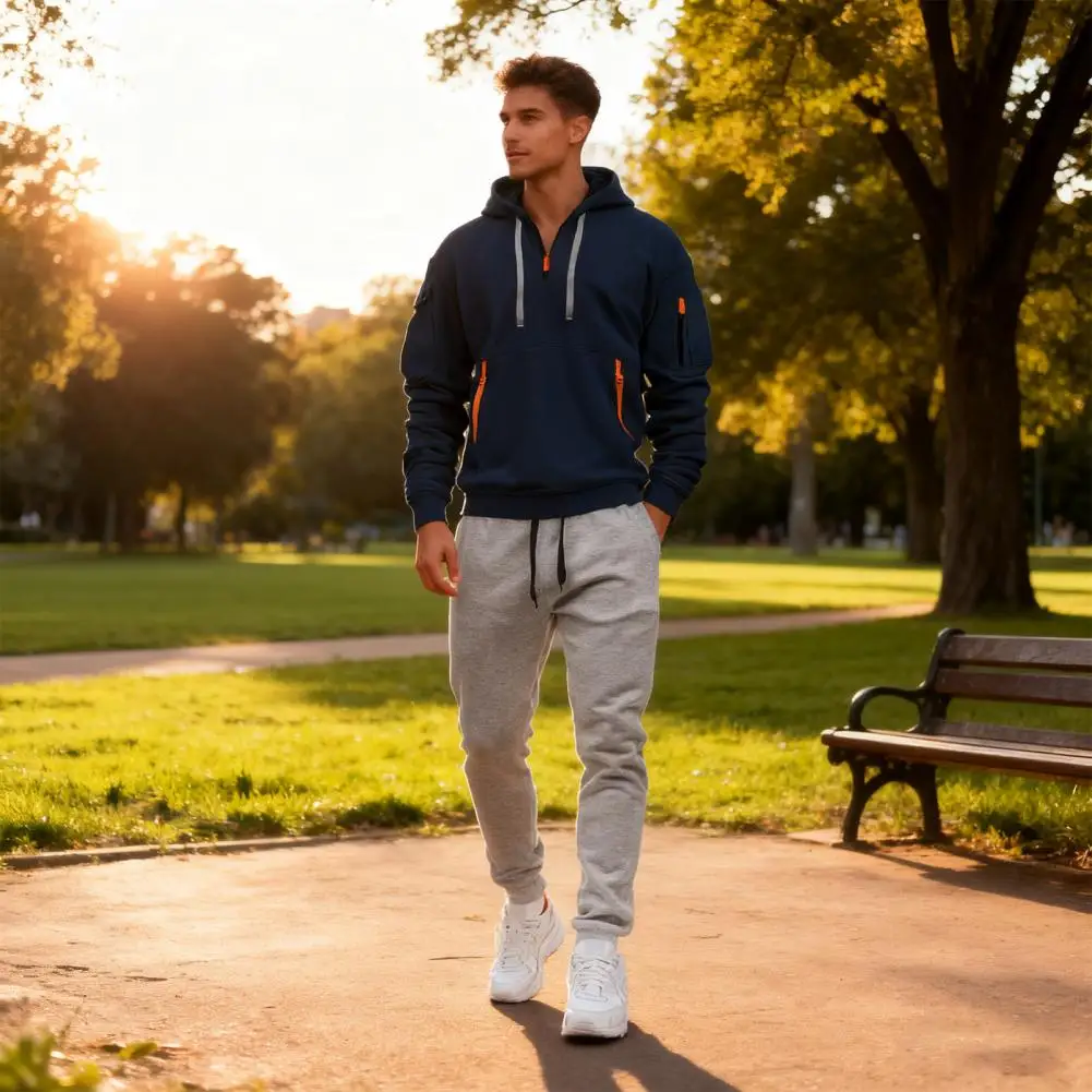 

Autumn Winter 2025 Men's Hooded Sweatshirt Pants Two-piece Set Outdoor Multi-pocket Men's Pullover Sportswear Set Tracksuit