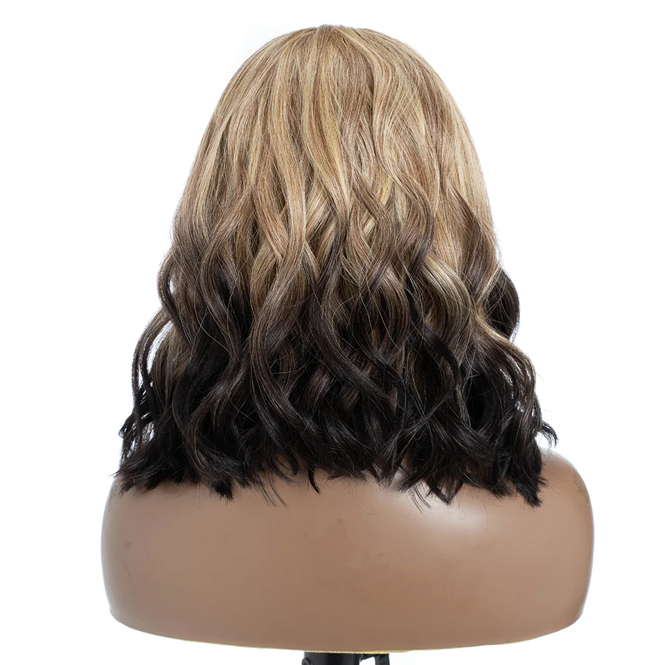 Bella-pelucas de Cosplay sintéticas para mujer, peluca frontal de encaje HD con pelo de bebé, onda corporal, 12 pulgadas, Bob, fibra resistente al