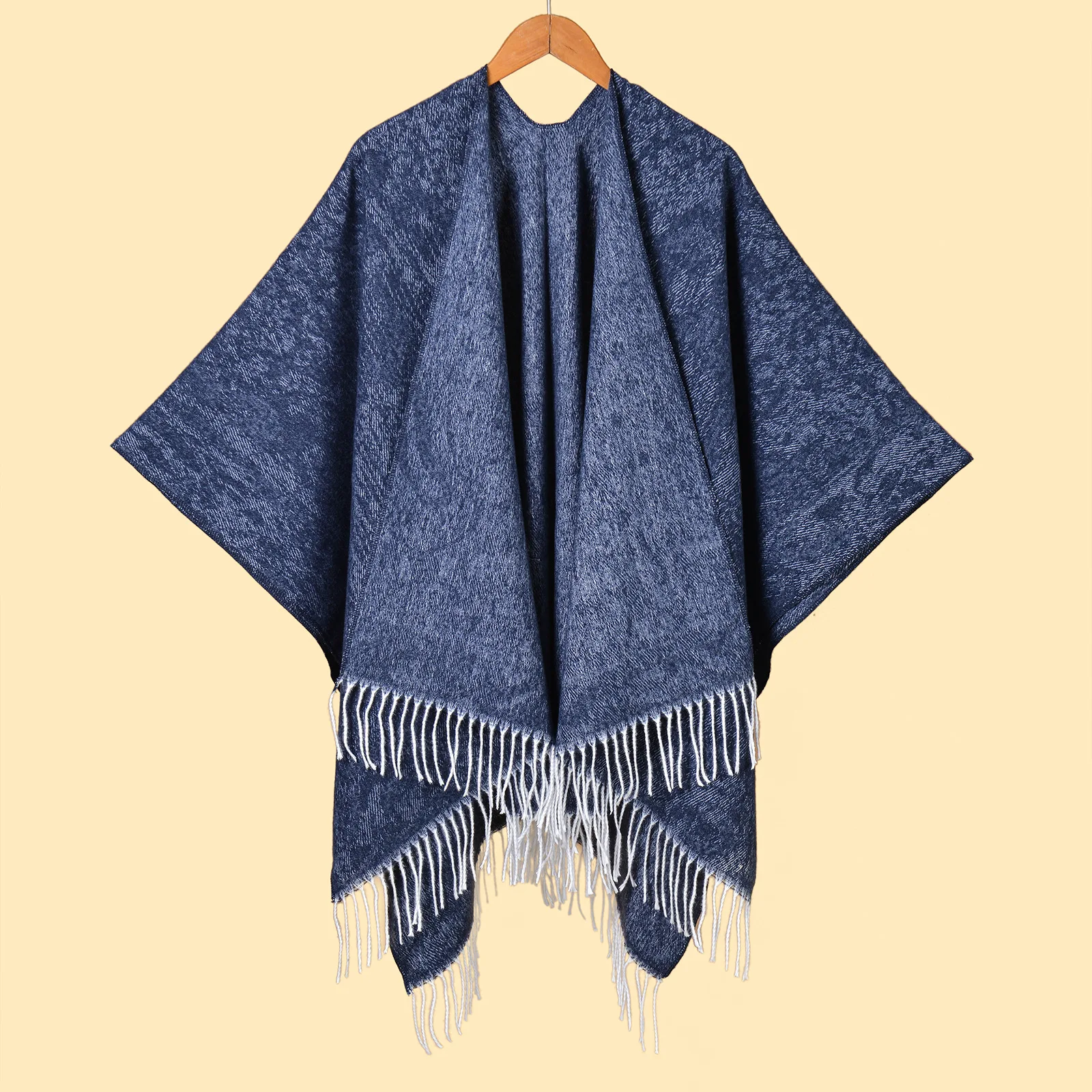 Poncho Versatile classic solid color double-sided wearable shawl cape men's minimalist temperament jacquard warm outer cloak