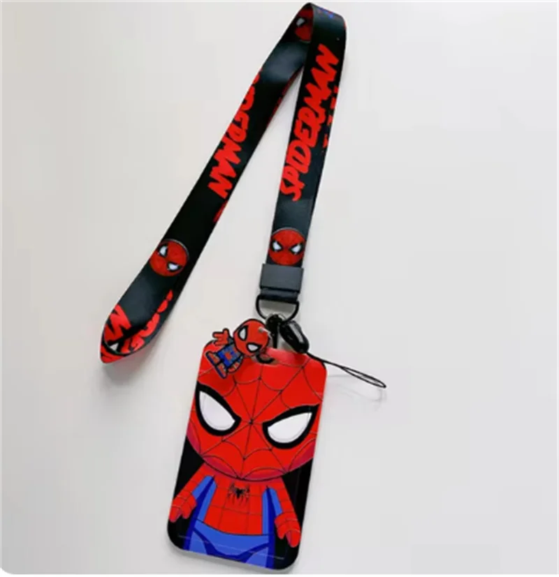 Spider-Man ID Card Holder Neck Strap Pendant Spiderman Cool Boys Door Badge Holder Lanyards Keychain Spider Man Credential Case