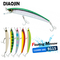 3D Crystal Minnow Floating Fishing Lure 110mm 14g Saltwater Wiggling Wobblers Trolling Jerkbait For Bass Pesca Fishing Tackle