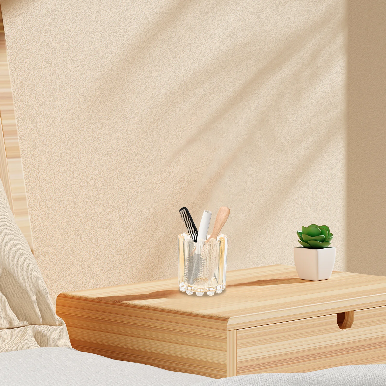 

Makeup Brush Holder Thickened Glass Large Capacity Brush Cup Desktop Organizer Makeup Vanity Accessories