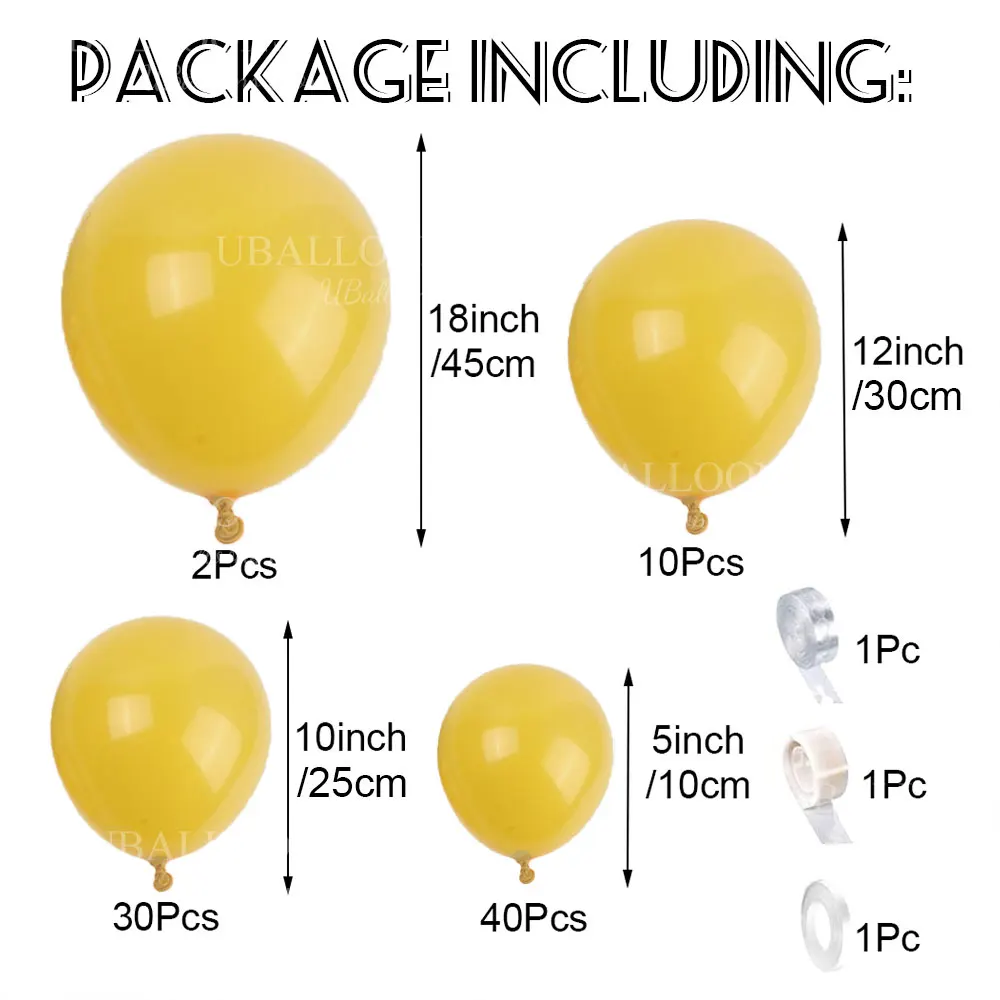 1 Set senfgelbe Luftballons, Girlande, 5/10/12/18 Zoll, matt, senffarben, zitronengelber Ballonbogen für Babyparty, Geburtstagsparty-Dekoration – Detail 2