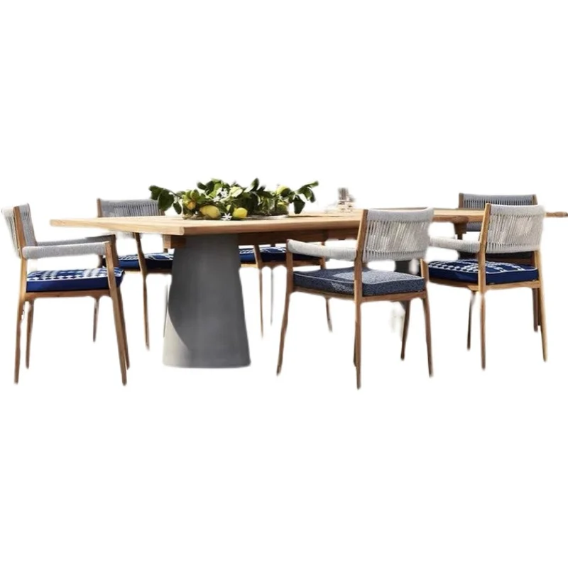 Nordic outdoor garden solid wood dining table and chairs combination rainproof imported teak square table