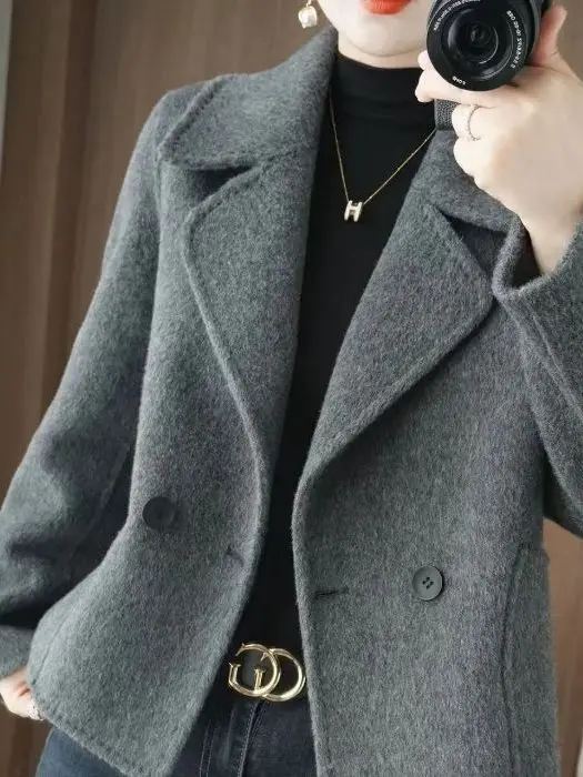 Fashionable Short Woolen Coat Suit Warmth Autumn Winter New Style 2026 Jacket Coat Elegant Minimalist Loose Fit Ladieswear