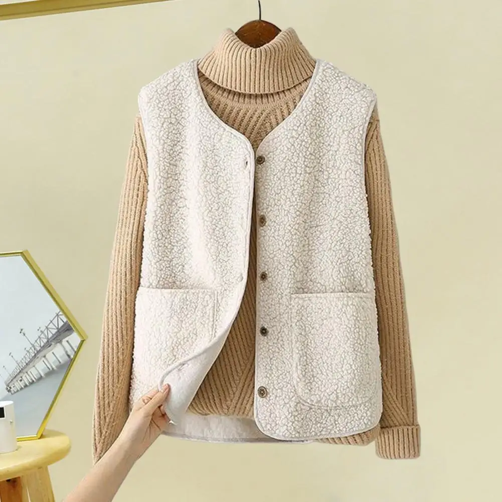 Women Winter Vest Women's Thin Padded Layering Vest Coat with V Neck Press Button Closure Solid Color Outdoor Jacket for Winter