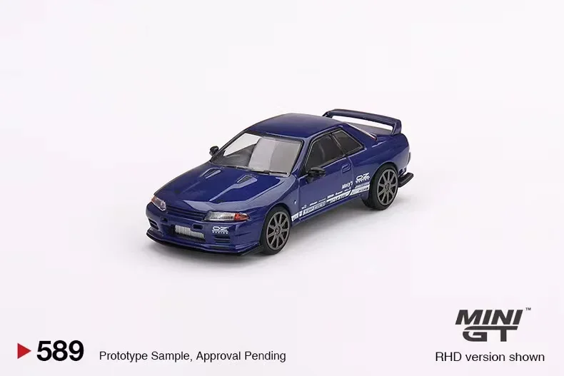 MINI GT 1:64 #589 Nissan Skyline GTR R32 alloy car model, boy's toy, adult collection display, children's holiday birthday gift