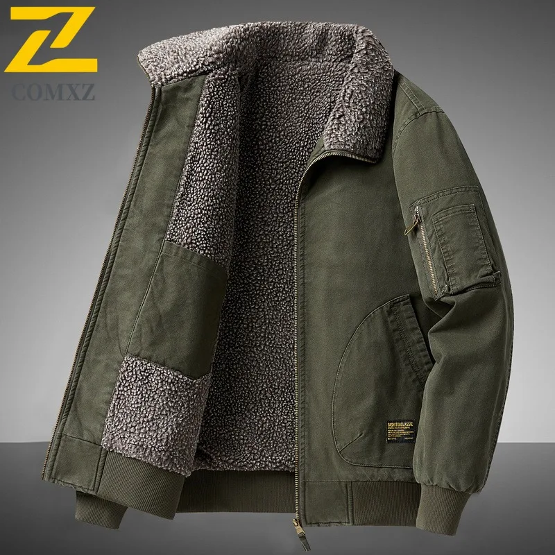 

COMXZ Men's Fleece Jacket Casual Style Snow Activity Cold-Resistant Design Jacket Outdoor Leisure High Quality Winter Padding