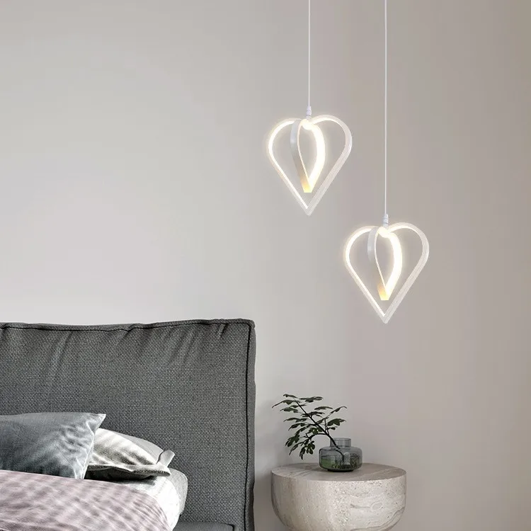 

chandelier Modern minimalist creative heart-shaped design sense Nordic minimalist three-color optional master bedroom chandelier