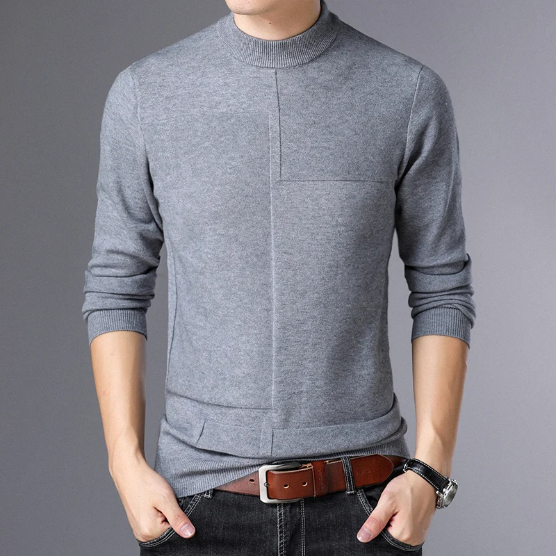 

Autumn Winter Men's O Neck Pullovers Fashion Slim Fit Kintted Sweaters Men Solid Color Long Sleeve Knit Pullover Casaul Clothing