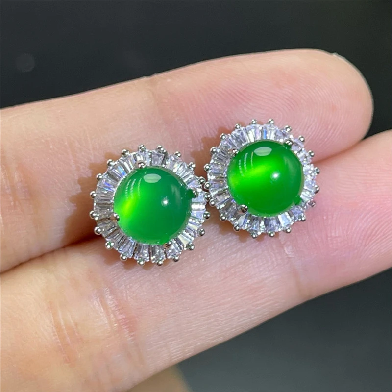 Eis samen Chrysotil Ohrringe König grüne Glühbirnen runde Ei Ohrringe einfach.