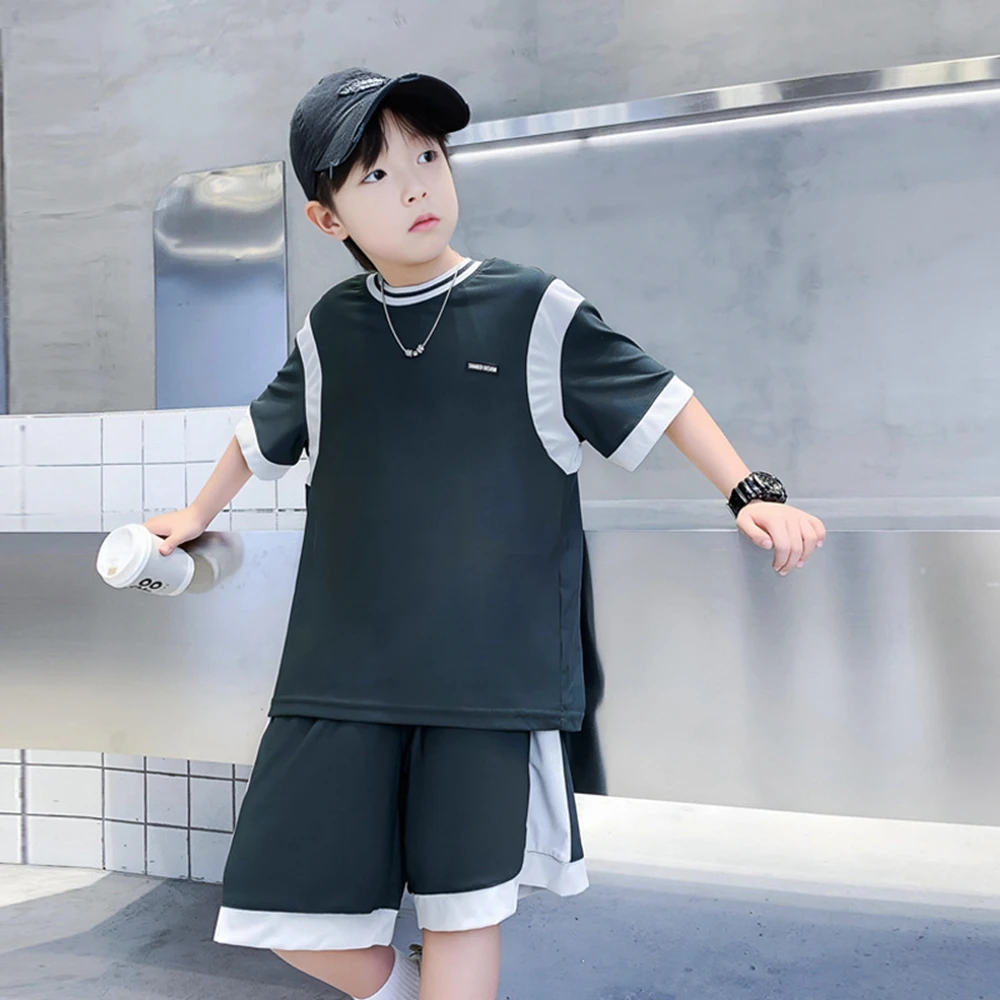 5-14Years Teens Boys Clothing Suits For Kids Summer New Arrivals Short Sleeve T-Shirt + Shorts 2PC/Sets Casual Boys Outfits
