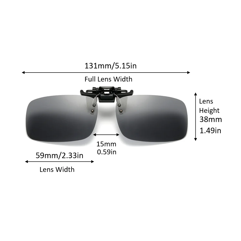 VIVIBEE Klassische Flip Up Clip auf Sonnenbrille Angeln Männer Quadratische Polarisierte Linse Nachtsicht Fahren UV400 Frauen Gläser – Detail 8