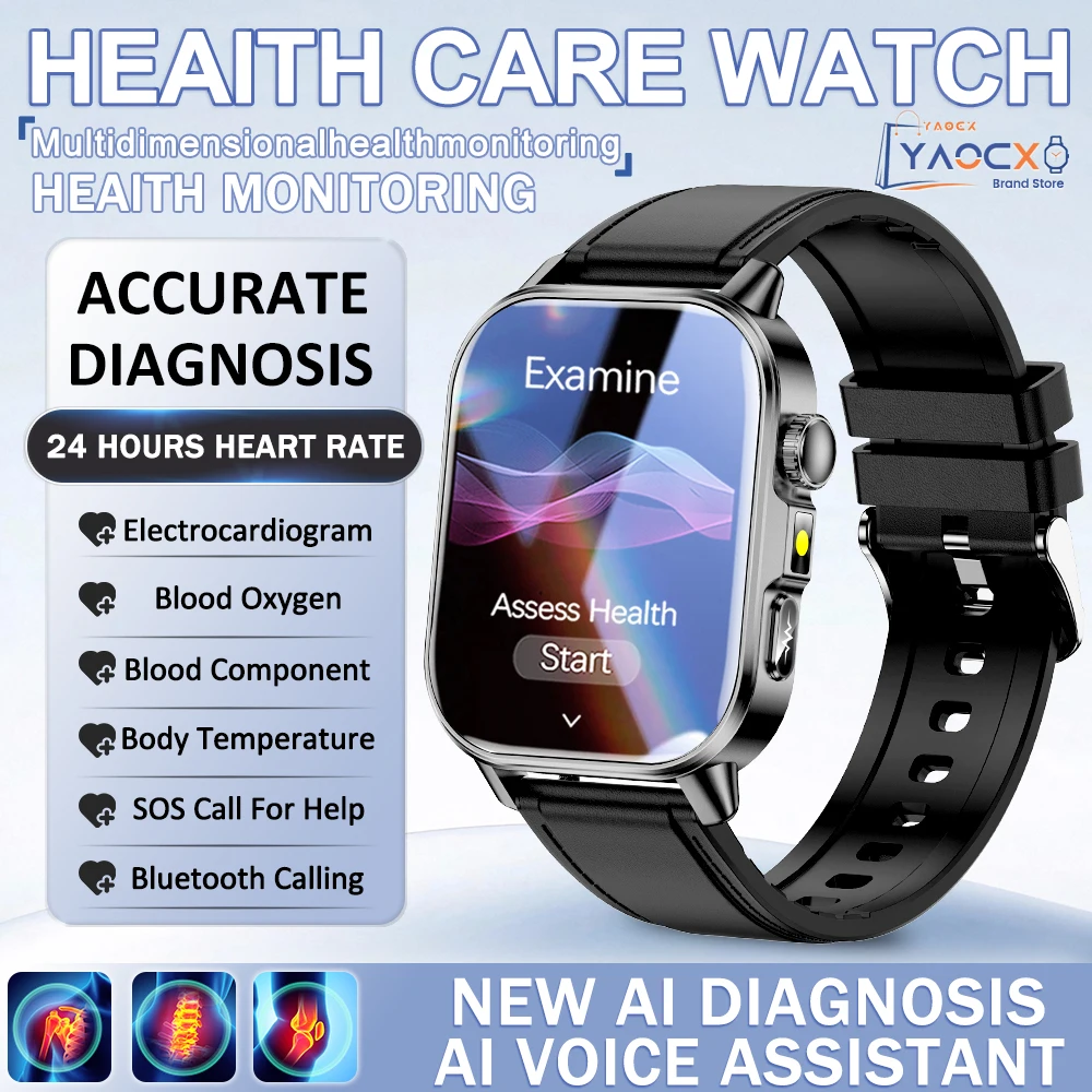 

2026 Новые умные часы, умные часы, мужские спортивные браслеты, ЭКГ + PPG, HD вызов, здоровье, кровяное давление, липиды в крови, мочевая кислота, лазерное исцеление