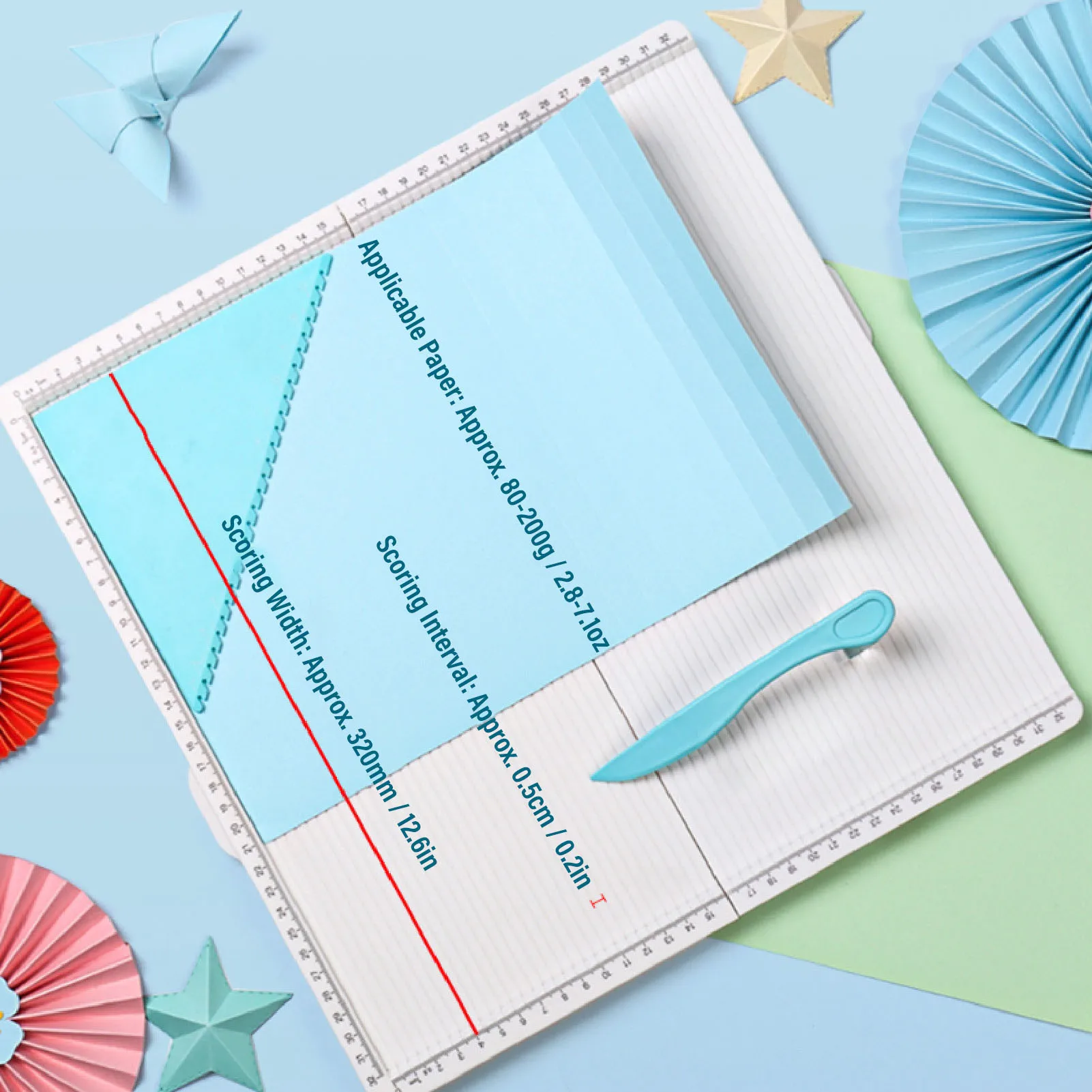 12inch Paper Folding Tools Paper Scoring Board Clear and Straight Easy To Operate Triangular Plate for Making Card Envelope