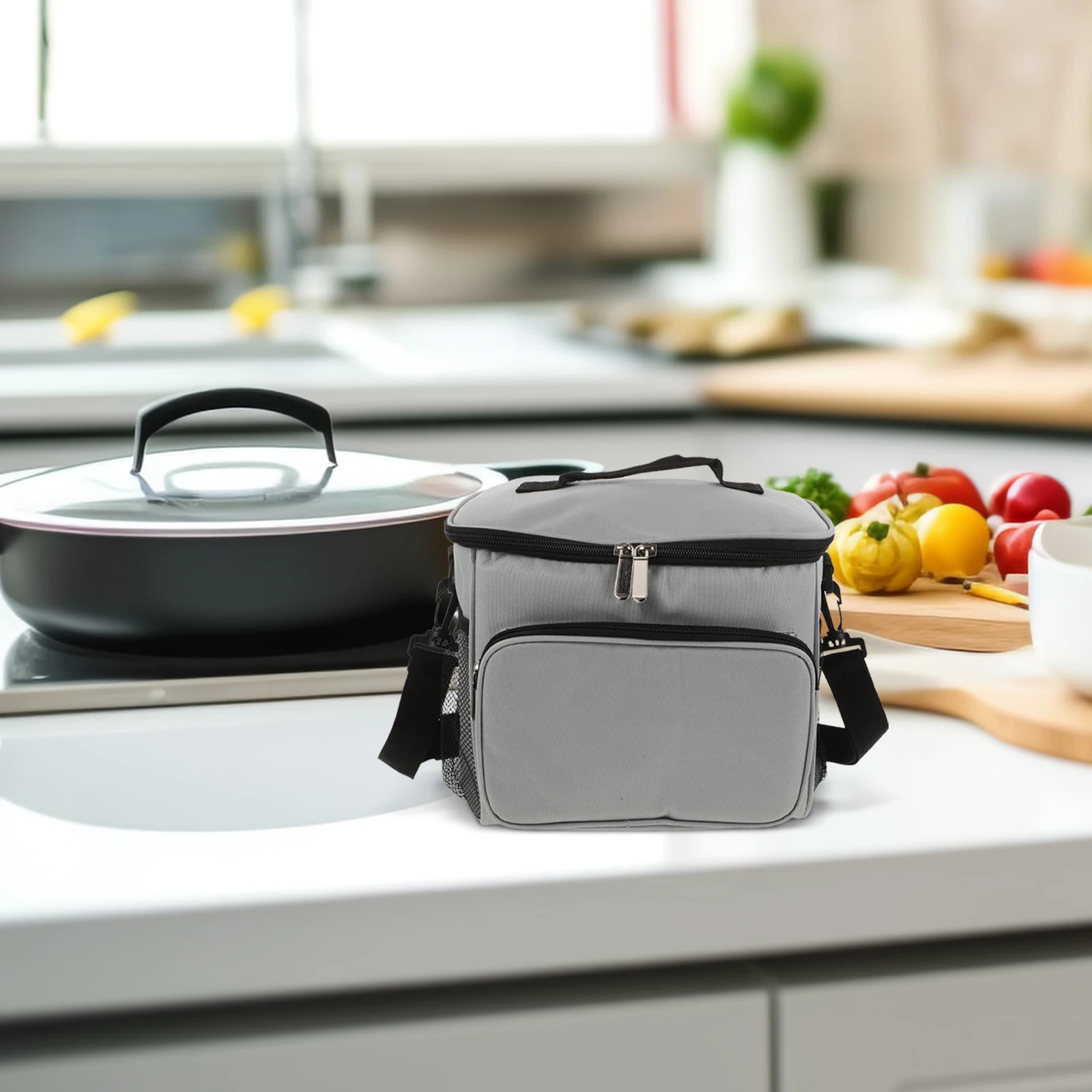 

2 Pcs Lunch Bag Reusable Insulated Lunch Bag Portable Work Office Oxford Cloth Thermal PE Cotton Aluminum Film