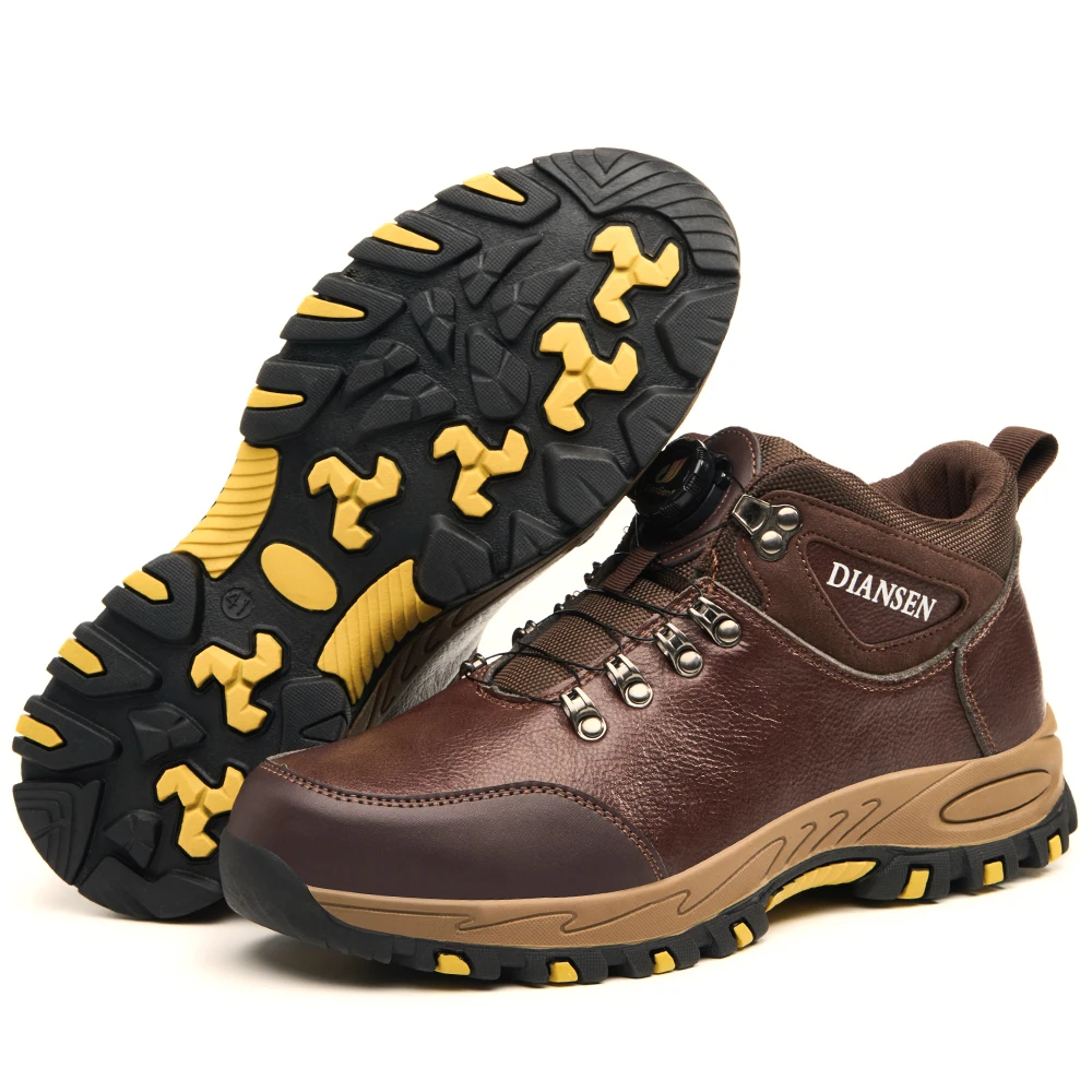 Men's Work Safety Boots Anti-Puncture Casual Safety Footwear Waterproof Brown Leather Shoes Mens Hiking Boots Industrial Shoes