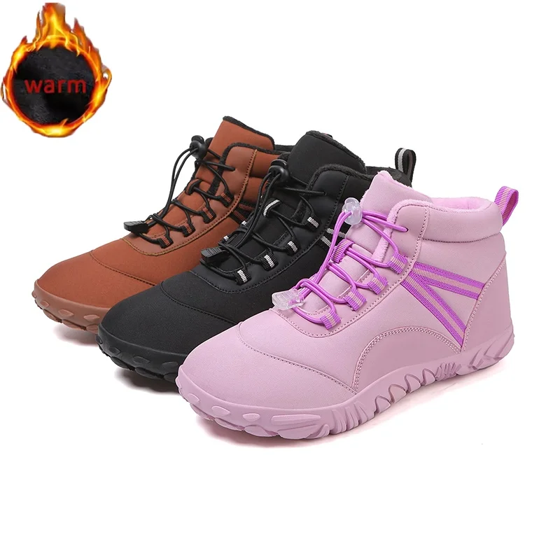 Nuovi stivali da neve da uomo invernali all'aperto Scarpe da trekking alte antiscivolo impermeabili Stivaletti casual da donna Stivali in cotone a punta larga