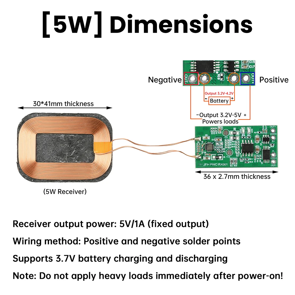 5W Kabelloses Ladeempfängermodul 3,7V Batterie-Lade- und Entladefunktion für Batterie-Schreibtischlampe und Kopfhörer-Modifikation – Detail 12