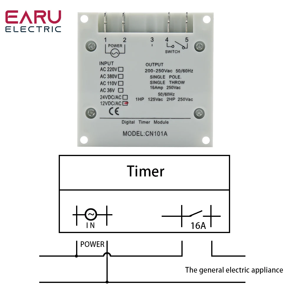 Timer 220V 110V 24V 12V CN101A Digital LCD Power Timer Programmable Time Switch Relay 16A CN101