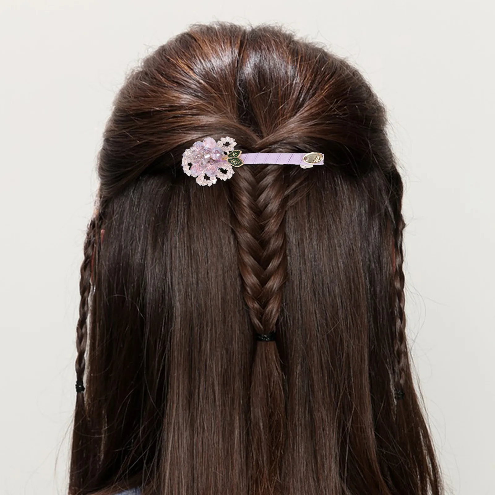 2Pcs Flower Claw Clips Spring Hair Accessories Artificial Crystal Floral Jaw Barrettes Secure Hold for Women Thick Thin