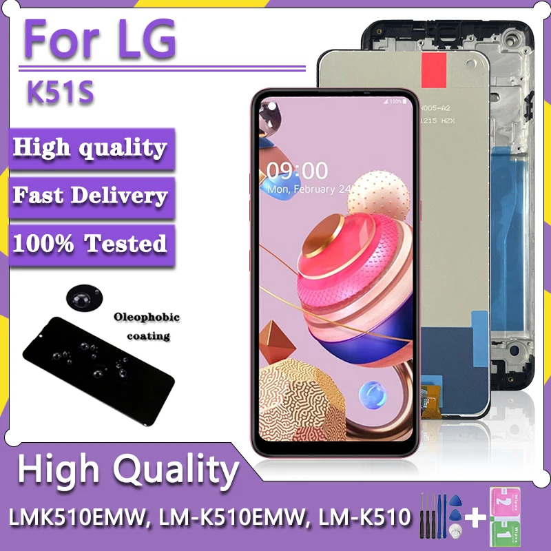 

6,55-дюймовый ЖК-экран для LG K51s для LG K51S LMK510EMW LM-K510EMW LM-K510, ЖК-дисплей с цифровым преобразователем сенсорного экрана в сборе
