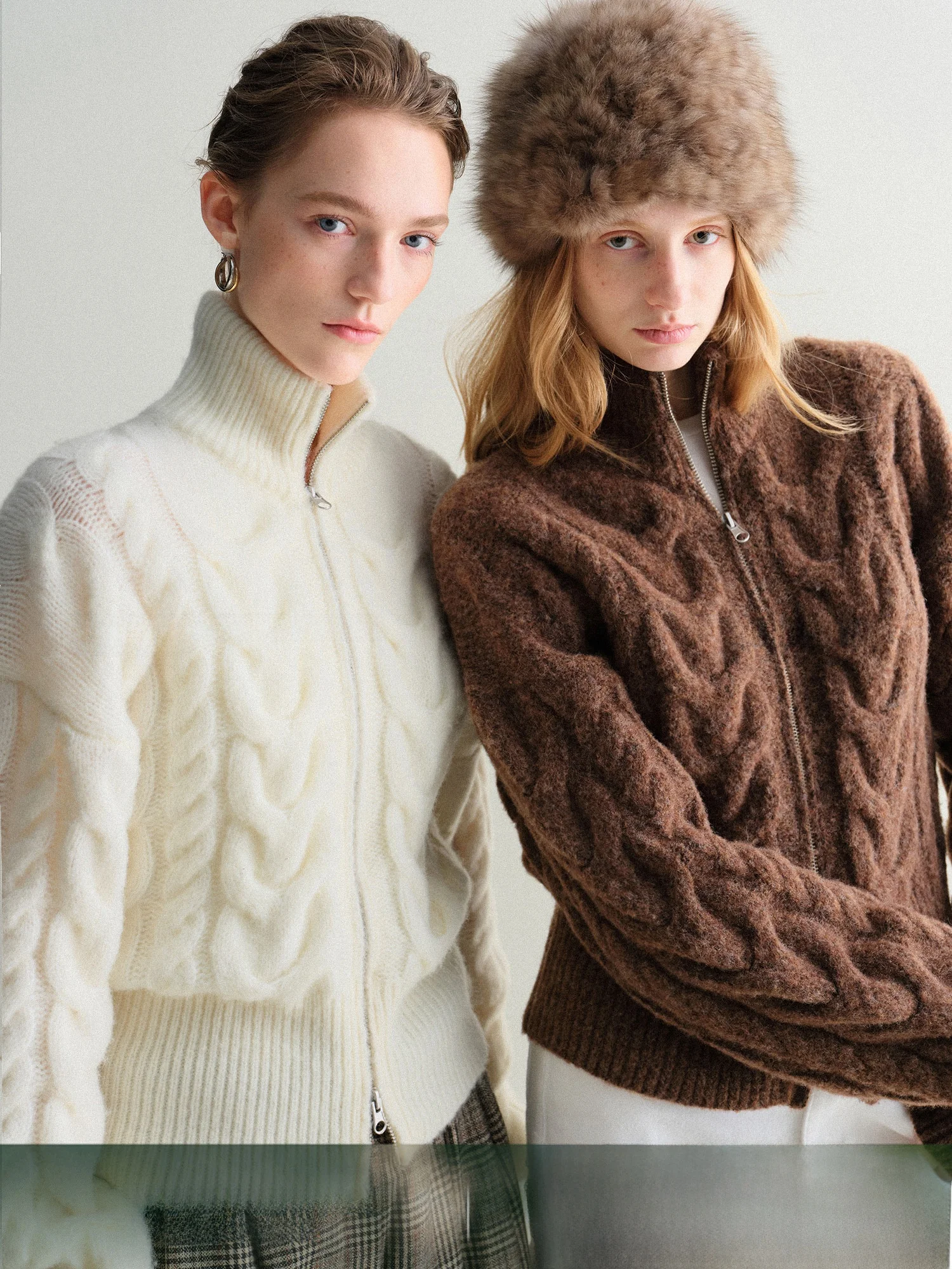 

Вязаный свитер Mogas Heavyweight из смесовой шерсти в винтажном стиле с двойной молнией и воротником-стойкой, мягкий на ощупь, повседневный трикотаж