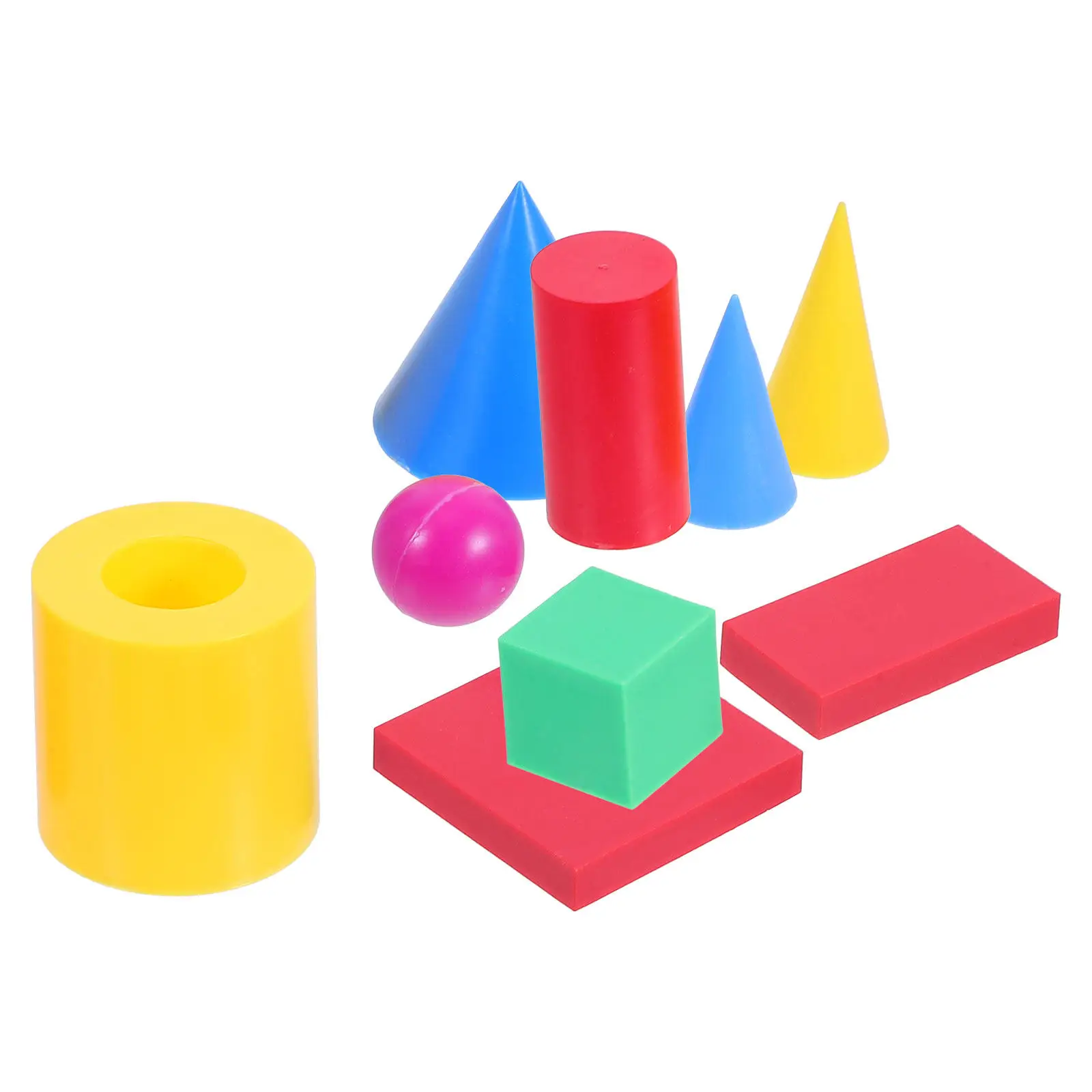 1Set Geometric Solids Rectangular Cube Cylinder Cone Sphere Educational Math Manipulatives for Classroom Home Learning Spatial