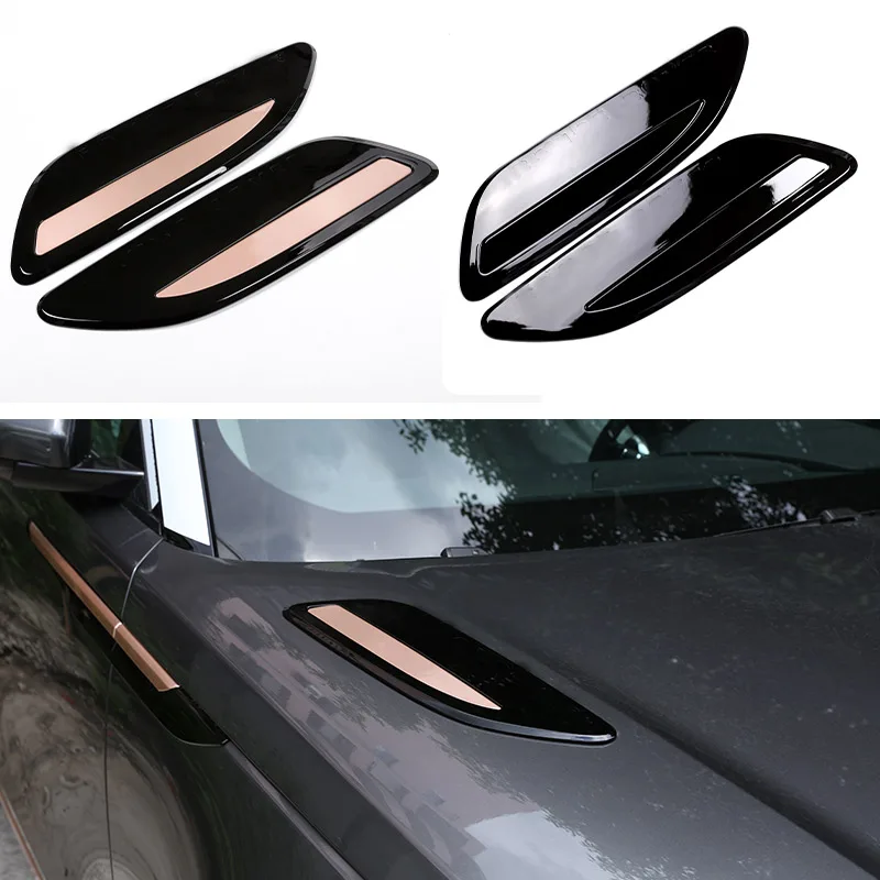 2 Pcs ABS Silver Hood Air Vent Outlet Wing Trim For Range Rover Velar 2017 2018 2019 Car Exterior Decoration Accessories