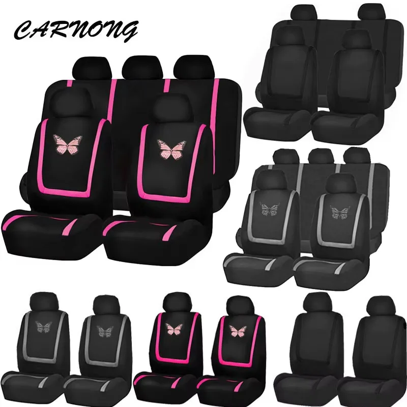 

Carnong Car seat covers Protector Universal Front Set Grey Pink Black Cute Butterfly Laddy Children Soft Vechile Auto Covering