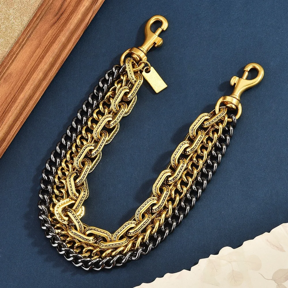 Detachable Clasps Metal Bag Chain Strap Metal Hip Hop Style Purse Replacement Chain Vintage Bag Decor Accessory