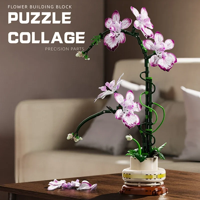 ต้นกล้วยไม้ออนซิเดียมประดิษฐ์ ของตกแต่งบ้าน ต้นกล้วยไม้ซิมบิเดียมในกระถาง ของขวัญวันวาเลนไทน์สำหรับผู้หญิง