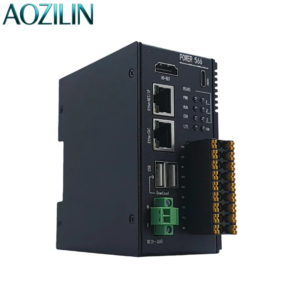 AOZILIN Industrial Edge IoT Gateway Mini PC Quad Core Support 4G LTE CAN RS232 RS485 Ubuntu 24.04 Linux Industrial Controller