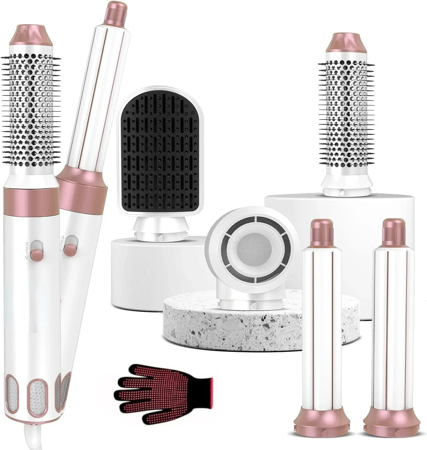 

5 in 1 Versatile Hair Styler with Advanced Negative Ionic Technology - Hot Air Brush, Hair Curler, Blow Dryer Brush, Interchange