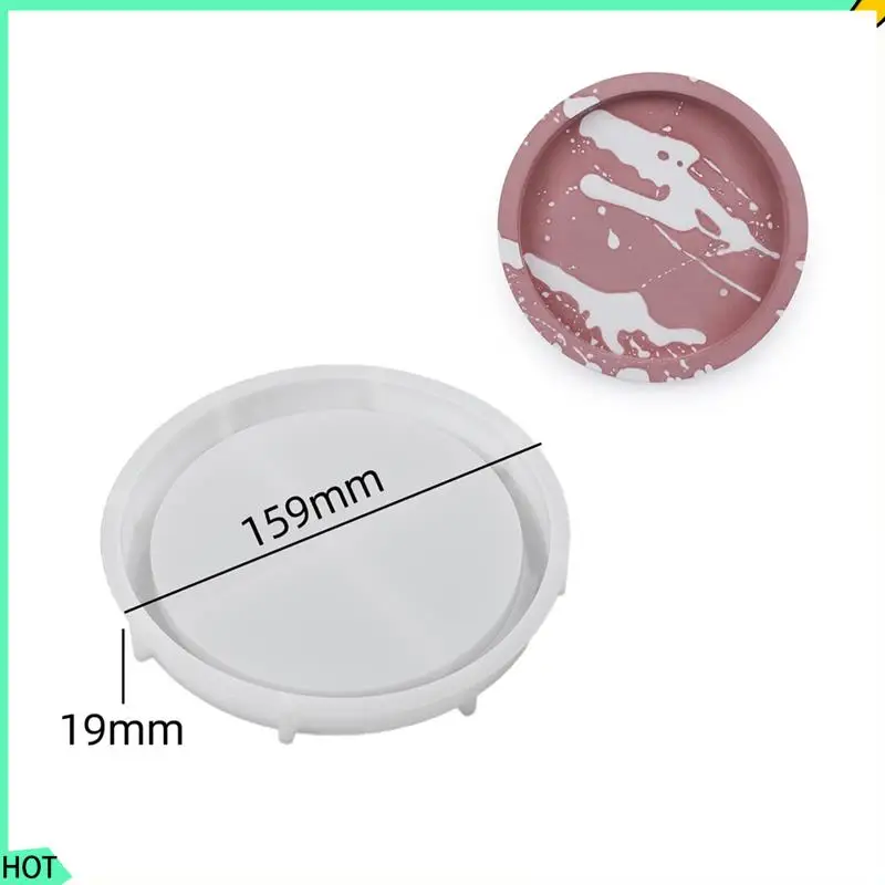 AWAH Round Plate Silicone Mold Fruit Disc Tea Tray UV Resin Mould Gypsum Cement Mold Jewelry Tools 4Pcs