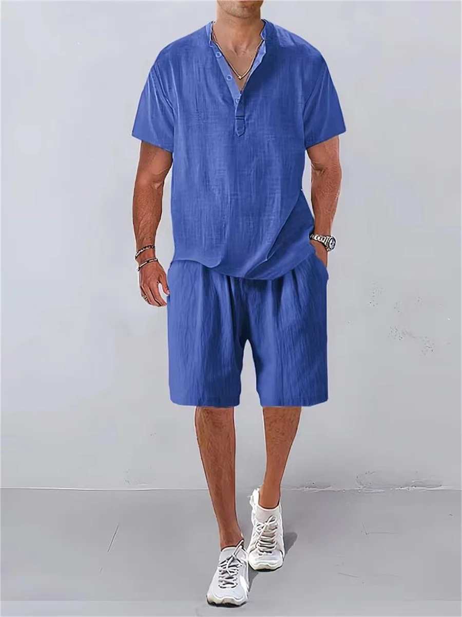 New Summer Solid Color Casual Outdoor Exercise Short Sleeve Men\'s Suit